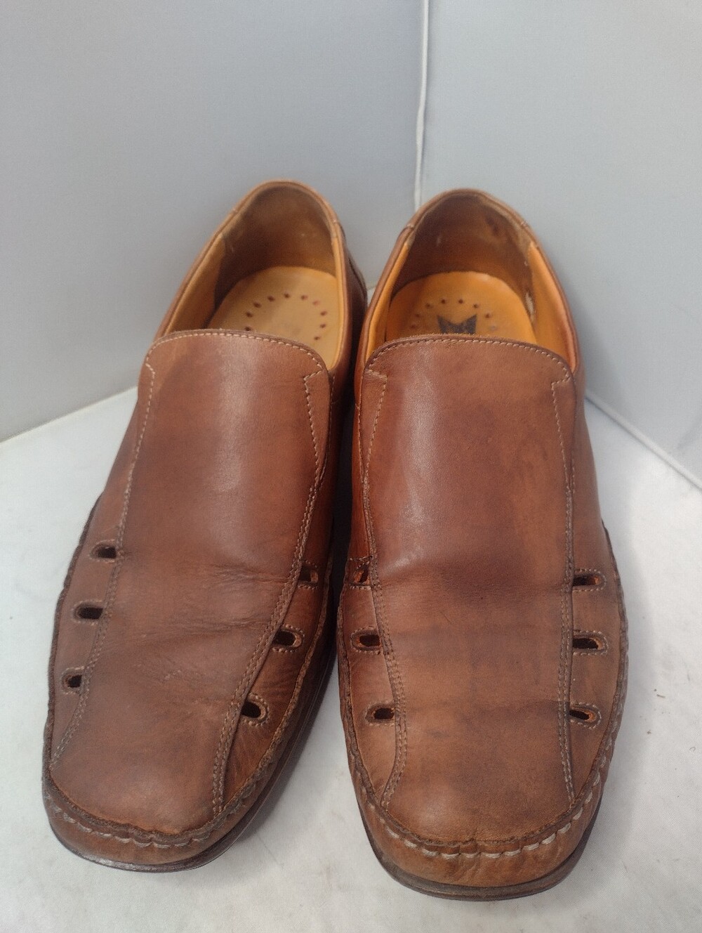 Mephisto Cool Air Jet Men's Brown Leather Loafers Slip on Shoes US 10.5 JJ